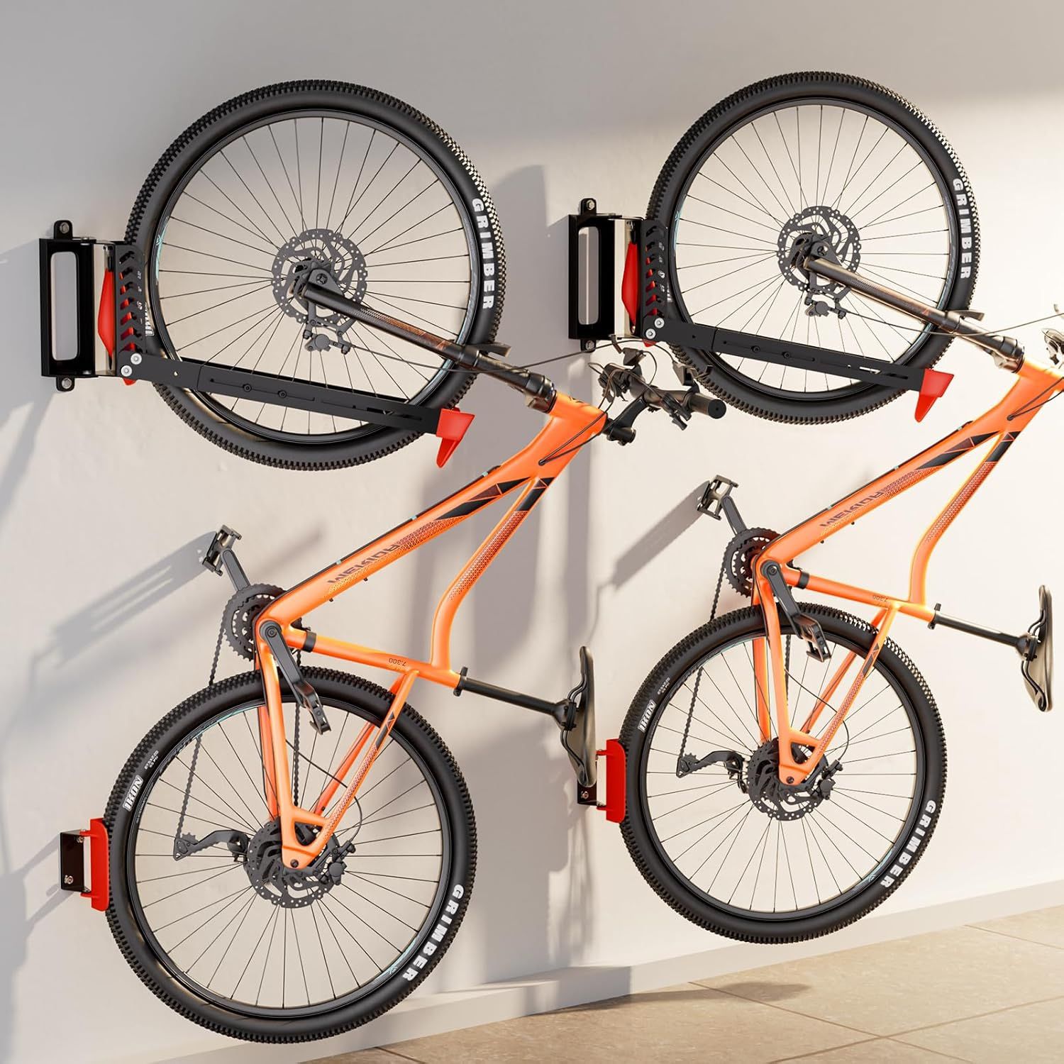 2-Pack Swivel Bike Rack Wall Mount, Bike Hangers for Garage, Holds up to 77 lbs