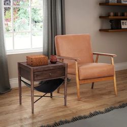 Accent Chairs / Brown Faux Leather /Midcentury Price For Both. 