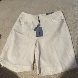 New Womens Size Small Lauren & Riley White Casual Soft Knit Short Super Stretch 