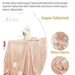 NEW ROSE GOLD SEQUIN TABLECLOTH 90X132