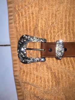 Tony Lama Western Belt – Silver Rhinestone Buckle Set