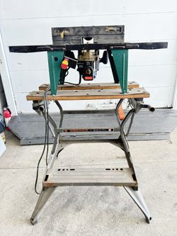 Ryobi 2 Peak HP Plunge  router table W/Workmate Folding Portable Workbench