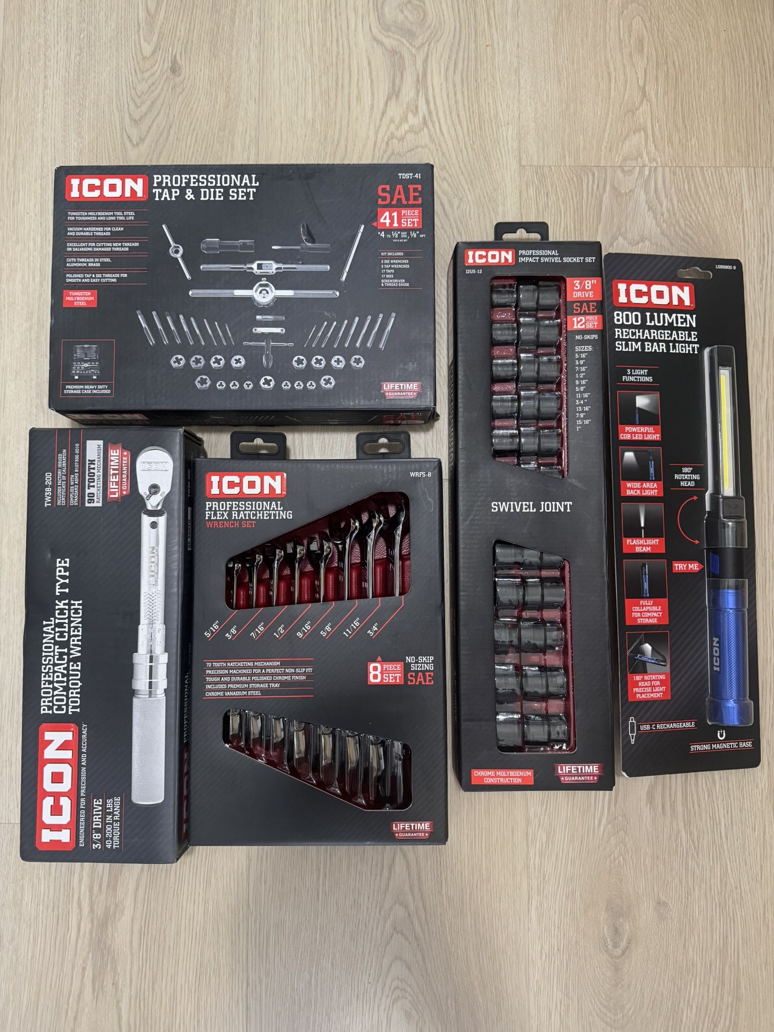 Icon Tools New Condition Wrench Set Socket Set Light Tap N Die Set