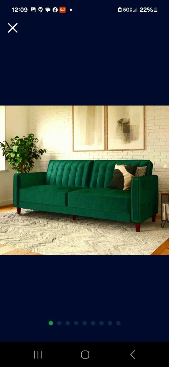 Velvet Emerald Green Sofa/Sleeper