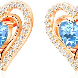 Forever Love Heart Birthstone Earrings for Women