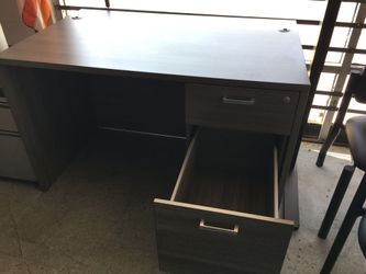 48"x30" Gray Desk with Hanging Pedestal used