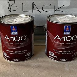 Exterior Paint. Black color. Low sheen. New 2 gallons