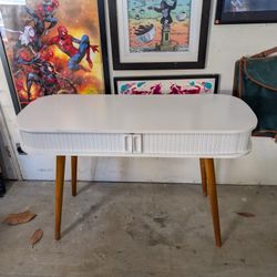 White Table Wood Legs Storage