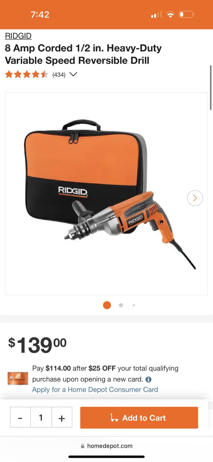 Ridgid reversible drill corded