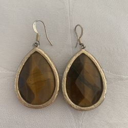 Tiger’s Eye gemstone tear drop dangle earrings 1.5” long.