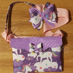 Unicorn Purse & Hair Bow