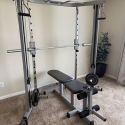 Workout Rack, Curl Bar, Bench, Weights