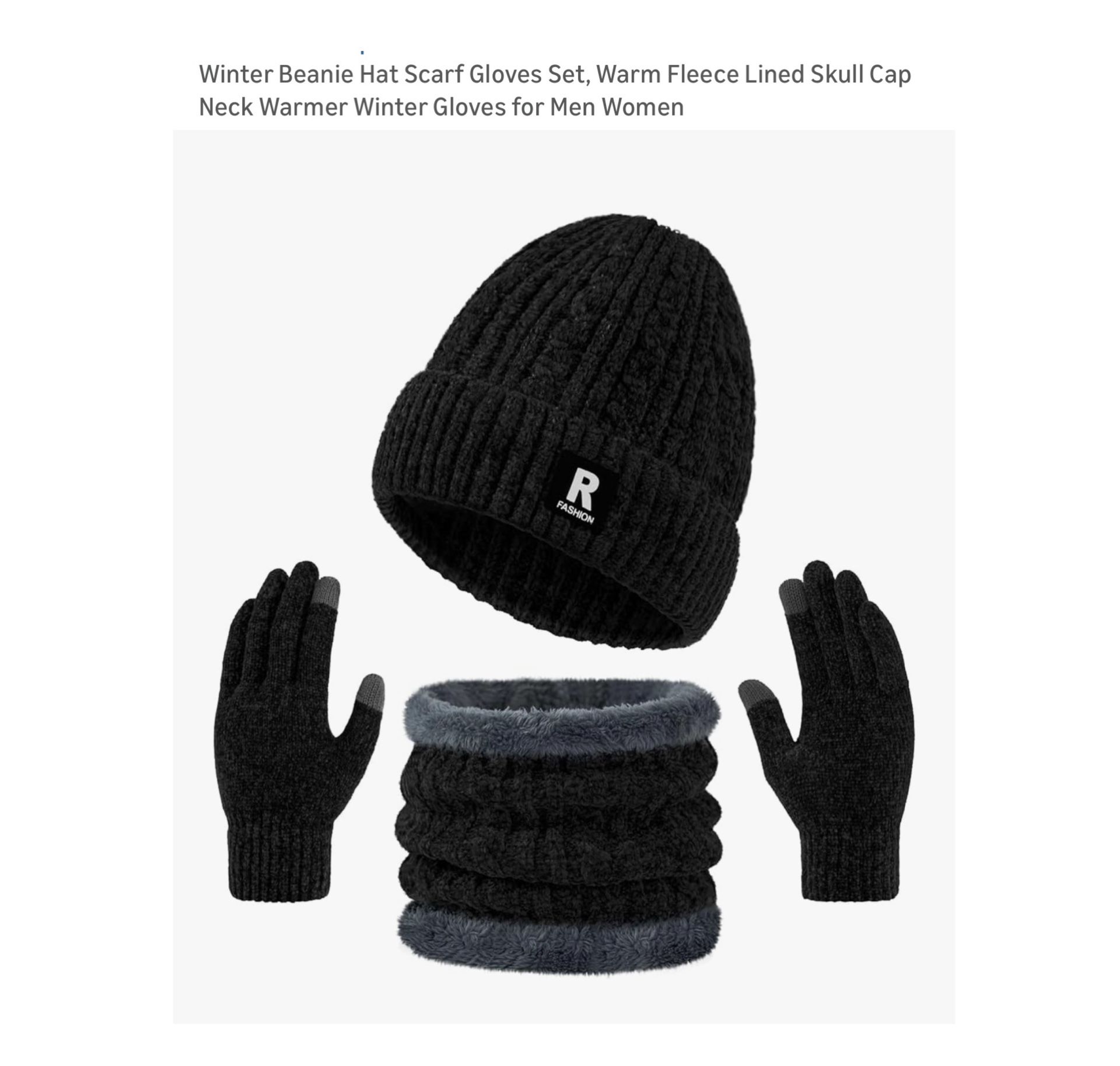Brand new Winter Beanie Hat Scarf Gloves Set, Warm Fleece Lined Skull Cap Neck Warmer Winter Gloves for Men Women  Whitestone/Flushing, Queens or Down