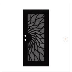 Sunfire 36 in. x 80 in. Left Hand/Outswing Black Aluminum Security Door with Black Perforated Metal Screen