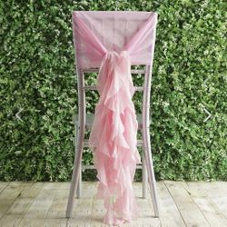 18 Pink Chair Sashes With Willow Ruffles
