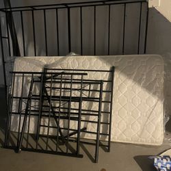 Twin Size Mattress With Bed Frame & Queen Size Box Spring 