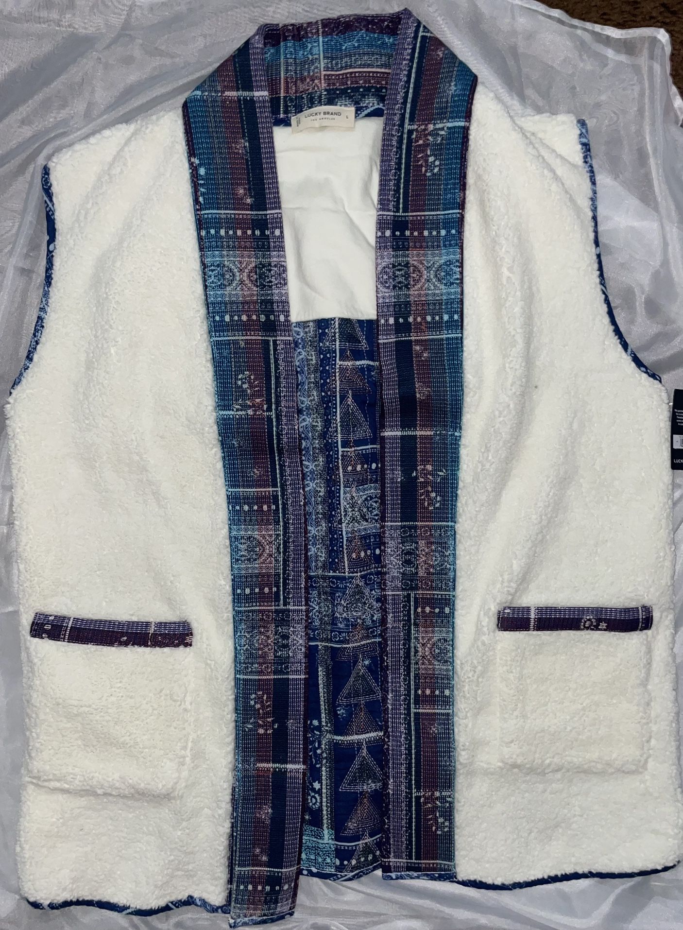 New Lucky Brand Womens Quilted Sherpa Vest 