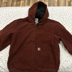 Carhartt Cly Red Hooded Jacket Size XL