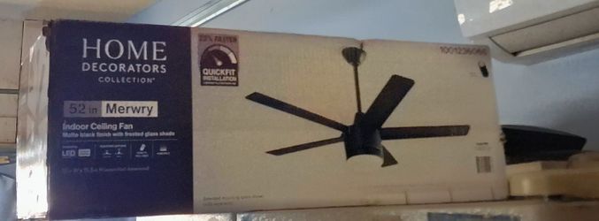 Home Decorators Collection Merwry 52 in.  LED Indoor Matte Black Ceiling Fan