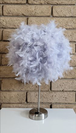 Grey Feather Tabletop Lamp / Accent Light
