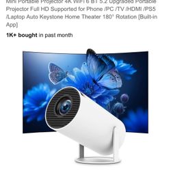 Mini Portable Projector 4K WiFi 6 BT 5.2 Upgraded Portable Projector Full HD 
