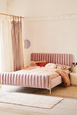 Queen Size Pink Velvet Bedframe (NEED GONE ASAP)