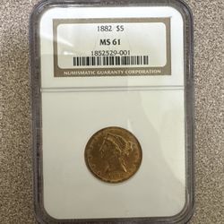 1882 $5 Gold Coin MS61