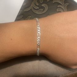 7 Inches Figaro 925 Sterling Silver Bracelet 