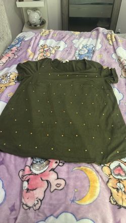 Olive Green Studded Short Sleeve Top