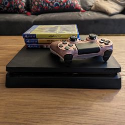 PS4 with Pink Controller and Games
