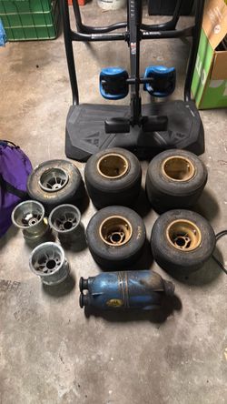 Go kart wheels and tire bead breaker