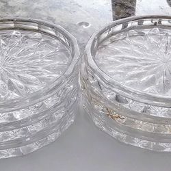 6 Vintage Lead Crystal Coasters 