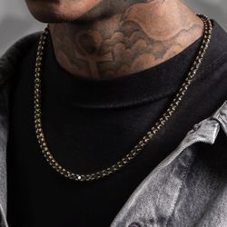 5MM ONYX GOLD TENNIS CHAIN 