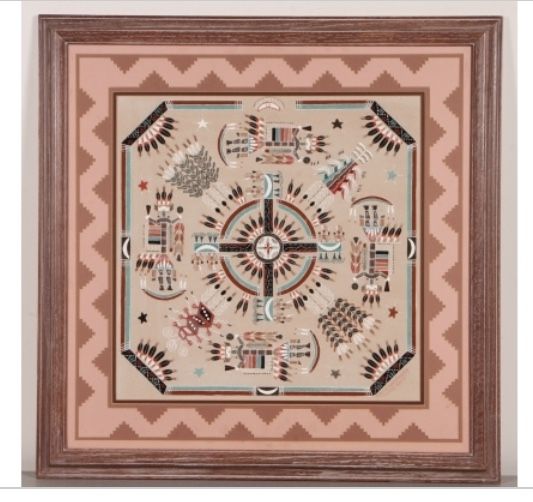 Elaborately Framed Unique Southwest Sand Art Frame