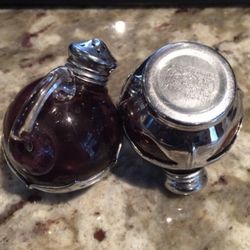 Farber Bros Salt and Pepper Shakers, Vintage Salt and Pepper Shakers, Amethyst Glass, Antique Salt and Pepper Shakers