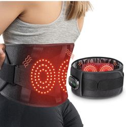 Red Light Therapy Belt for Body, Cordless Infrared Light Therapy Belt with Heating Vibration Massage, Portable Lower Back Massager for Back Shoulder W