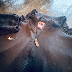Nike Mens XXL Black Full Double Zip FIT DRY Jacket Audio Inner Pocket