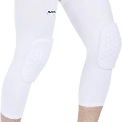 Sports Compression Knee Sleeves Knee-pad with Honeycomb Breathable Prevent Meniscus Damage for Football Basketball Running Fitness Training,White(M)