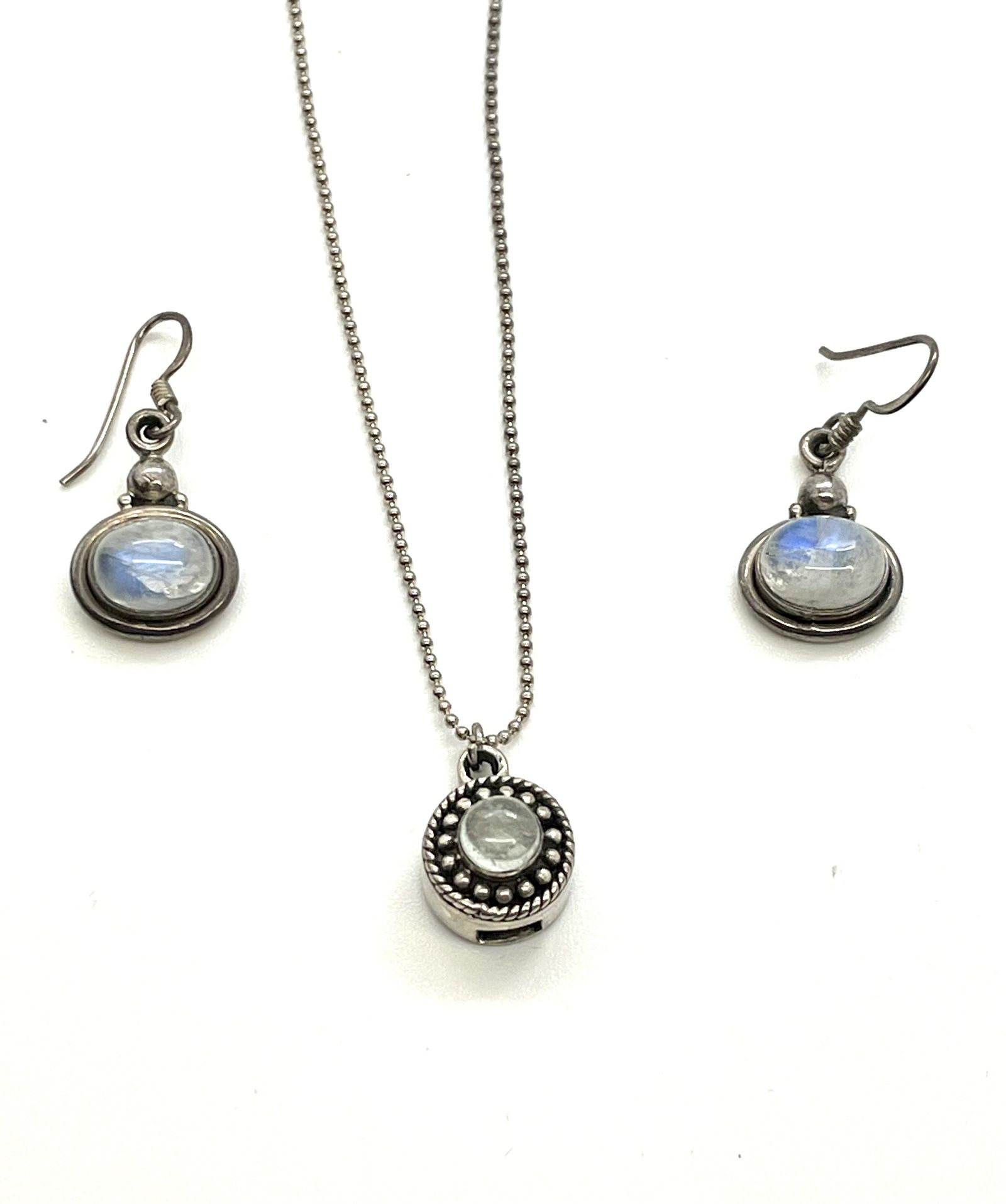 Sterling Rainbow Moonstone Necklace Set