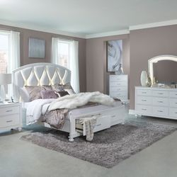 Frost White Led Bedroom Set