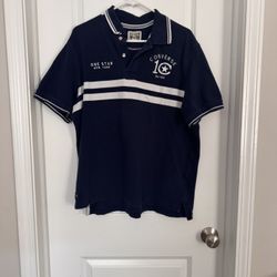 Converse Polo Shirt Xl Mens Blue Short Sleeve Preppy Cotton One Star Top