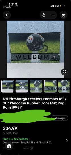 Nfl Pittsburgh Steelers Welcome Rubber Door Mat