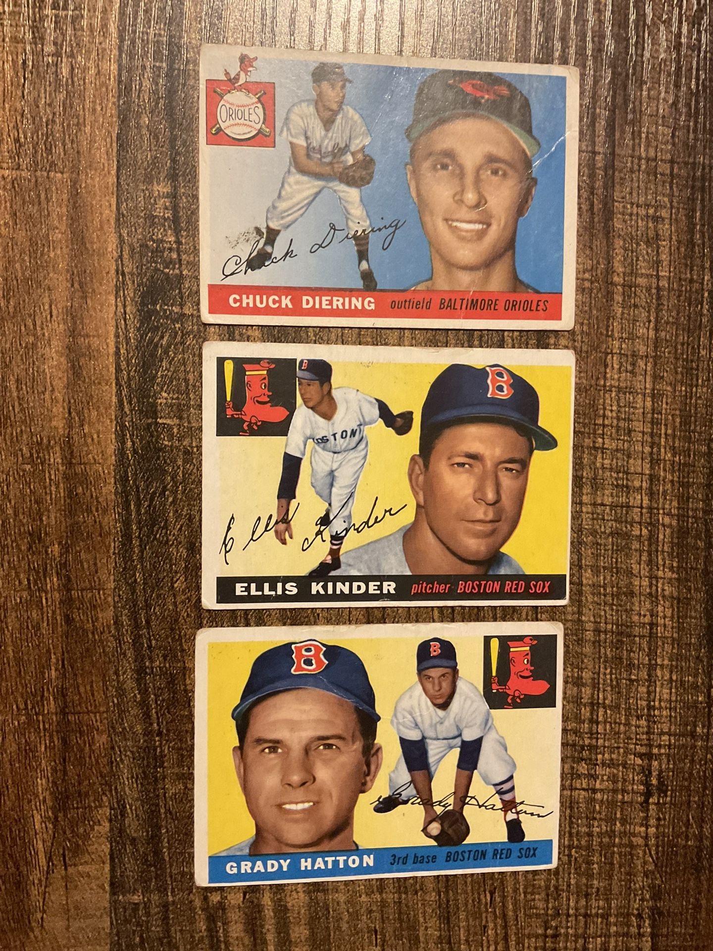 3 Vintage 1955 Topps Baseball Cards