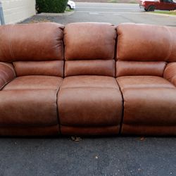 Free Delivery - Brown Leather Power Reclining Sofa - Comes Apart for Easy Moving!