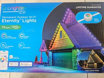BRAND NEW Enbrighten 100 ft. Permanent Outdoor Wi-Fi Eternity Eave Lights, 16.5 in. Spacing, 33 Lumens