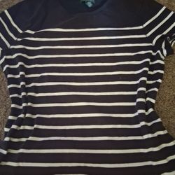 Black And White Striped Ralph Lauren T Shirt