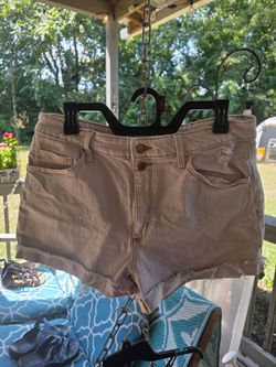 Cream Denim Cutoff Shorts