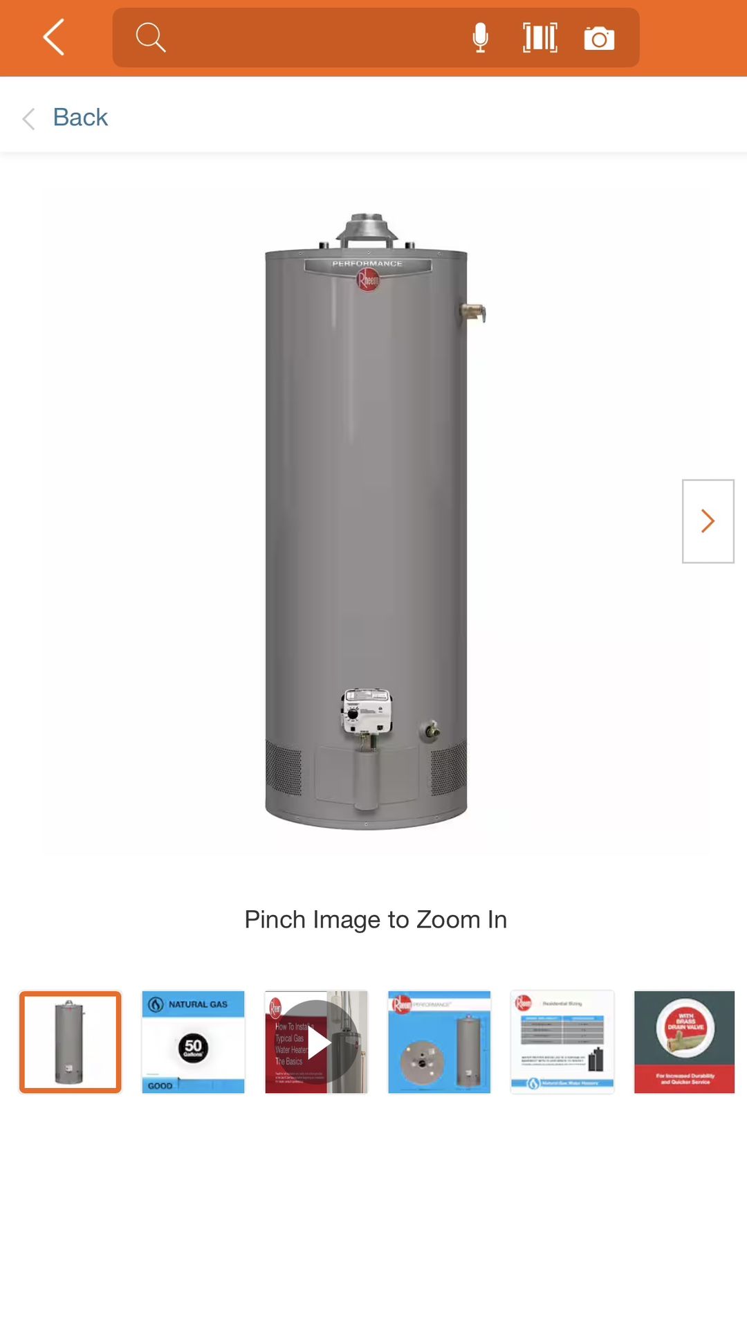 Water Heater Rheem 50 Gallon New 6 Year Warranty
