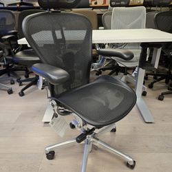 ☘️BRAND NEW!☘️HERMAN MILLER REMASTERED AERON POLISHED ALUMINUM ONYX ADJUSTABLE ARMS SEAT ANGLE REAR TILT LOCK TILT TENSION ADJUSTMENTS ATLAS HEADREST 