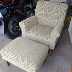 Chair with Ottoman Wild Lime Green Lemon tropical pattern